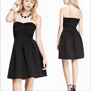 EXPRESS | Black Elastic Fit And Flare Dress